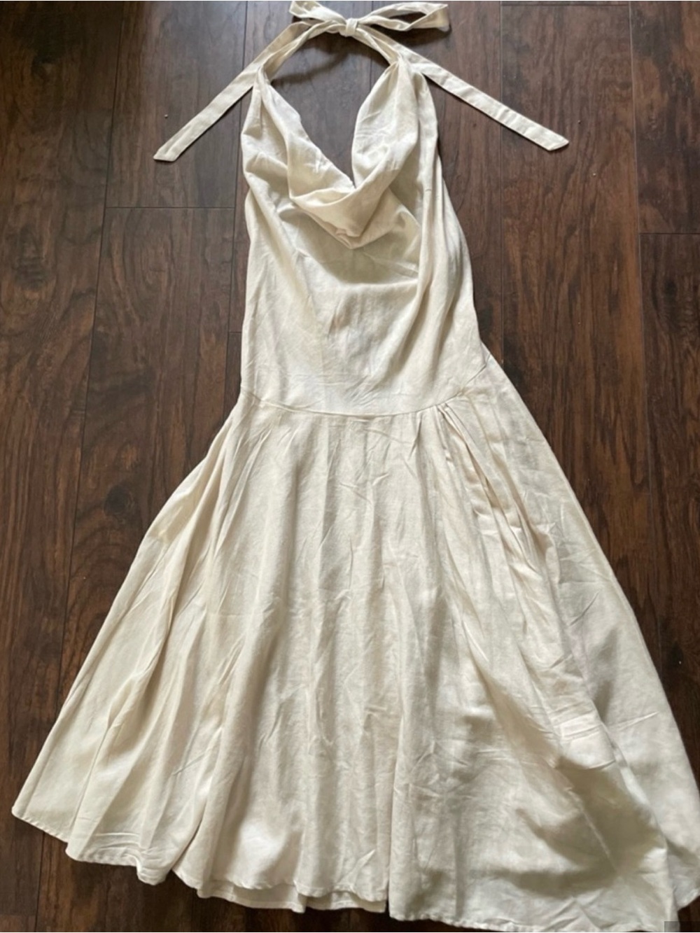 Free People Cream Backless Halter Midi Dress